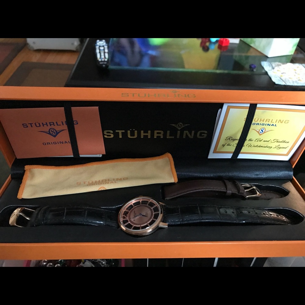 Stuhrling watch with black and brown bands - Picture 3 of 4
